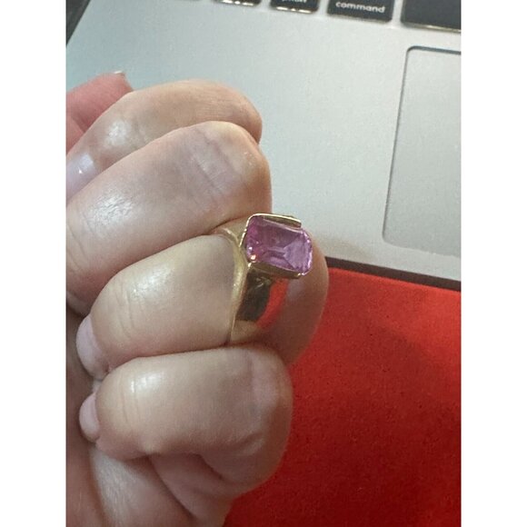 18K Yellow Gold Rose de France Rectangle Ring 7,10 grms - Picture 2 of 8